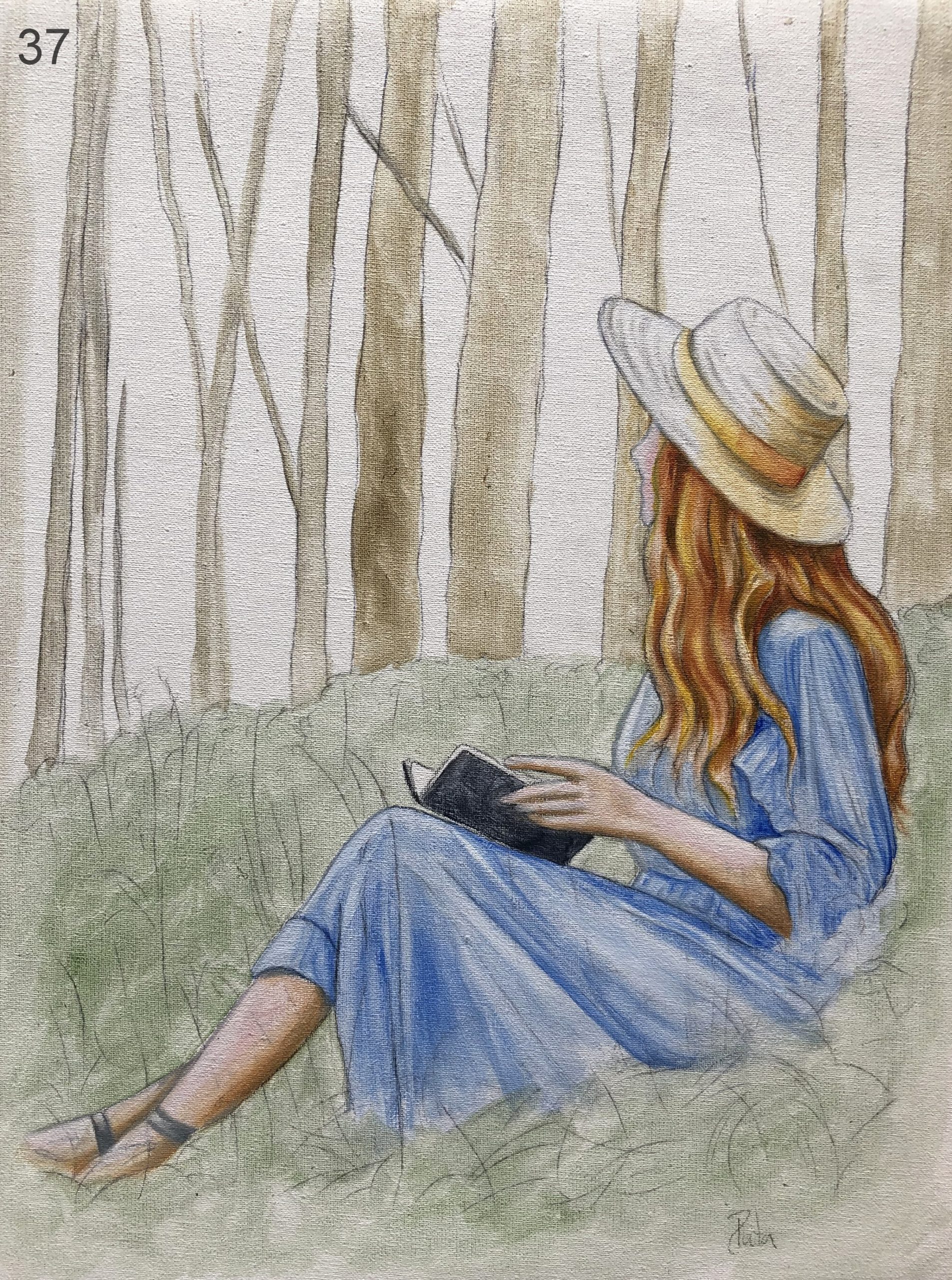 Óleo Acuarelado - “Tarde en el Bosque” - Imagen 2
