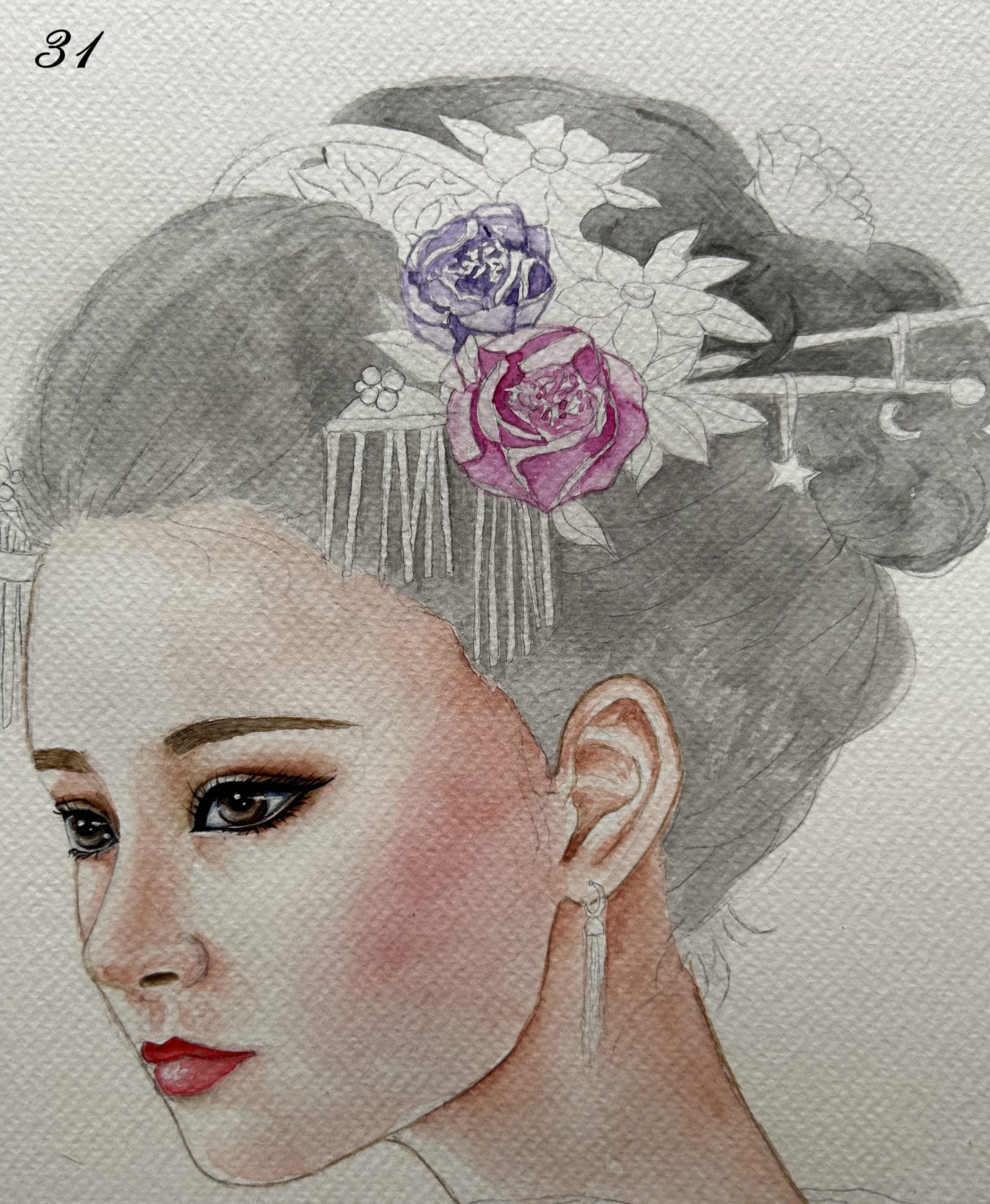 Acuarela - Etnias - Mujer de Japón: Geisha - Imagen 3
