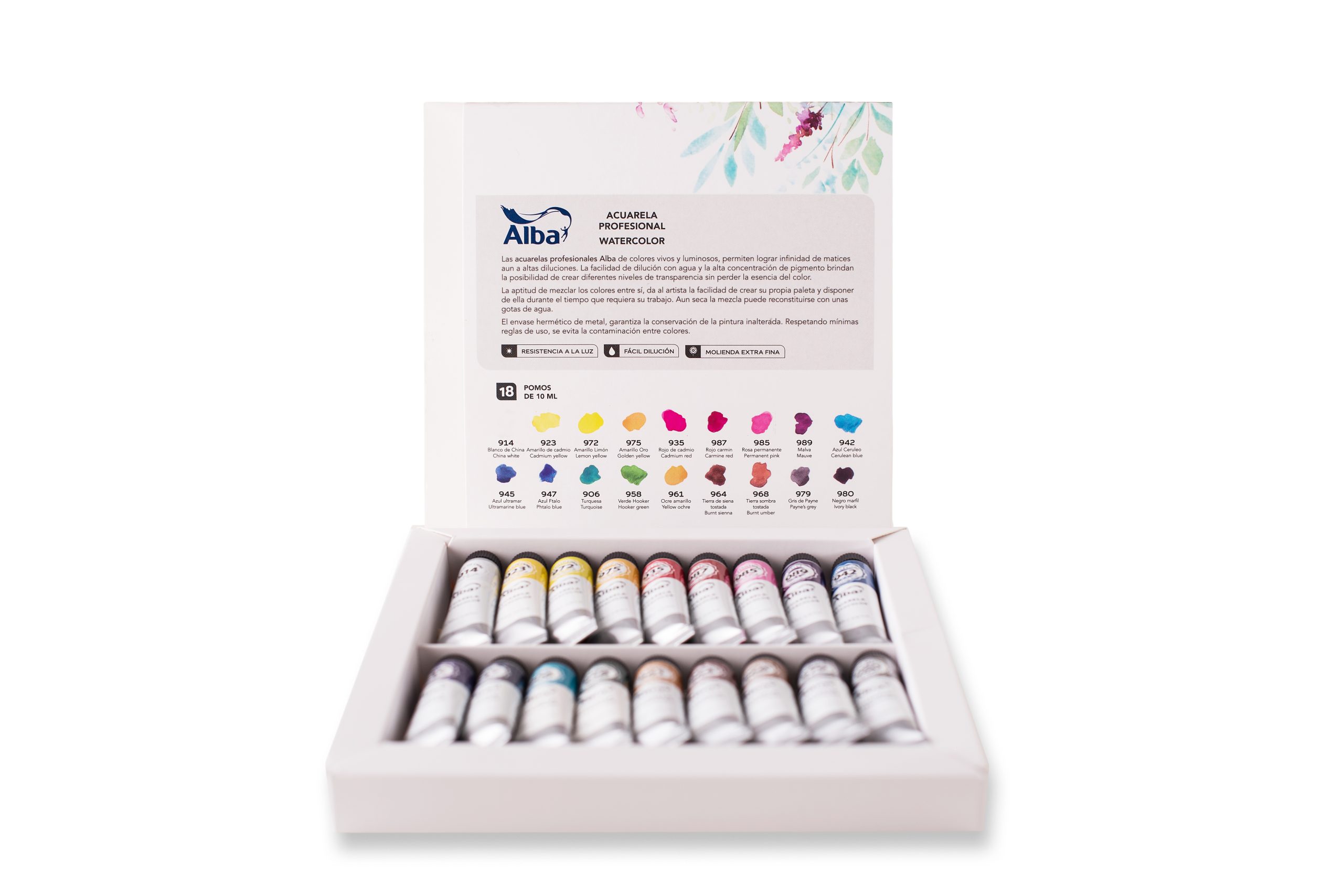 ALBA Estuche Regalo ACUARELA PROFESIONAL SURTIDO 18 colores X 10 ML
